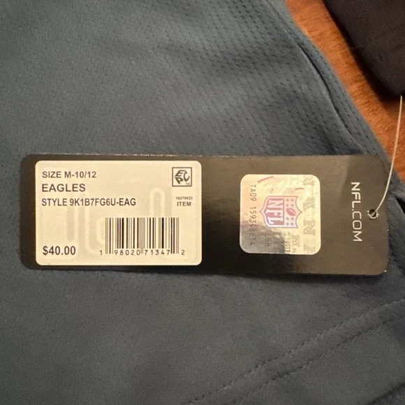 Philadelphia Eagles Kids Youth Green/Black Long Sleeve Shirt sz. M New - Picture 3 of 6